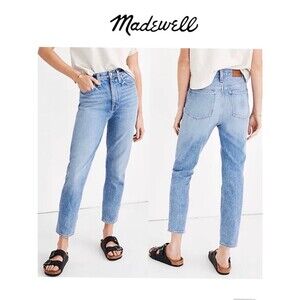 Madewell The Momjean in Melva Wash 28 High Rise Retro Vintage Inspired Mom Jean